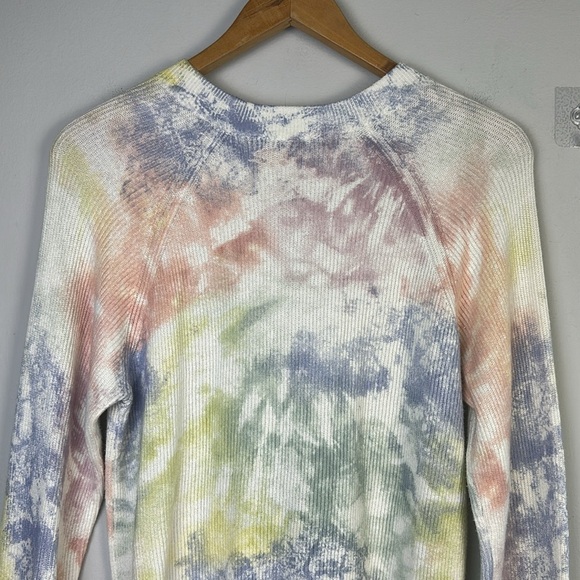 Rails Venus Cashmere Cotton Ribbed Sweater in Rainbow Tie Dye Long Sleeve Top XS - Picture 10 of 16